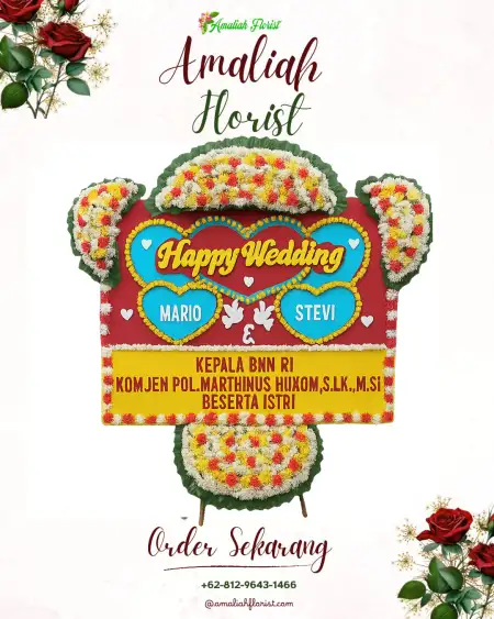 Papan Bunga Pernikahan Bening